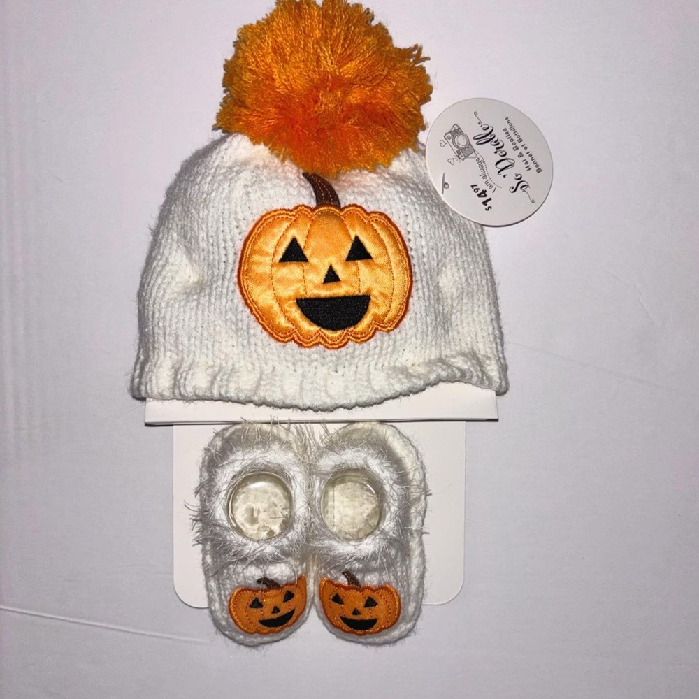 Pumpkin Beanie and Booties Set
